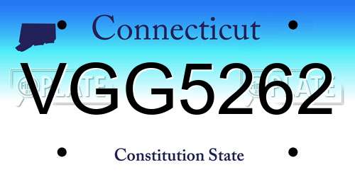 VGG5262 Connecticut License Plate