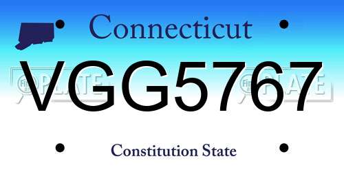 VGG5767 Connecticut License Plate