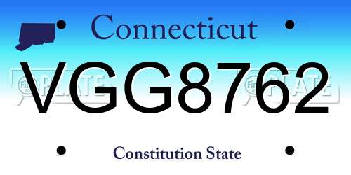 VGG8762 Connecticut License Plate