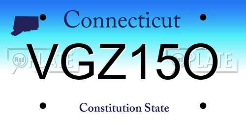 VGZ15O Connecticut License Plate