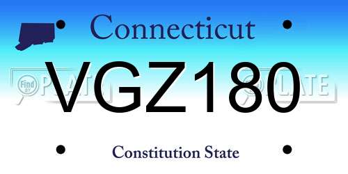 VGZ180 Connecticut License Plate