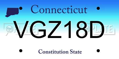 VGZ18D Connecticut License Plate