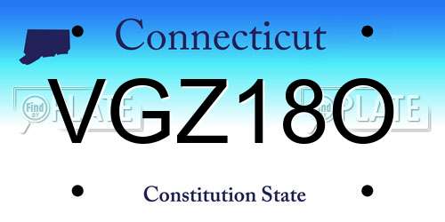 VGZ18O Connecticut License Plate