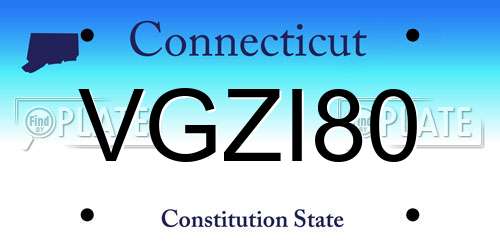 VGZI80 Connecticut License Plate