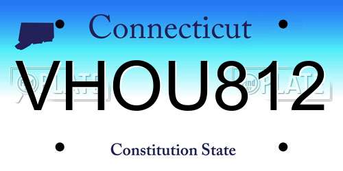 VHOU812 Connecticut License Plate