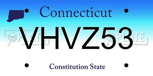 VHVZ53 Connecticut License Plate