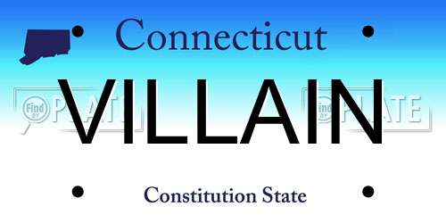 VILLAIN Connecticut License Plate