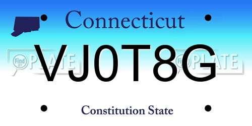 VJ0T8G Connecticut License Plate