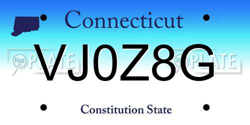 VJ0Z8G Connecticut License Plate