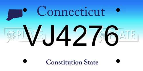 VJ4276 Connecticut License Plate