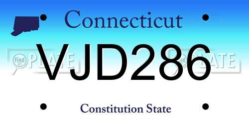 VJD286 Connecticut License Plate