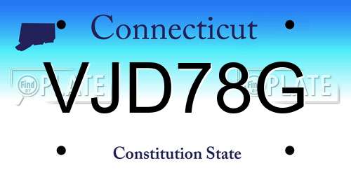 VJD78G Connecticut License Plate