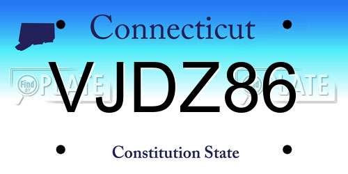 VJDZ86 Connecticut License Plate