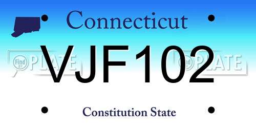 VJF102 Connecticut License Plate