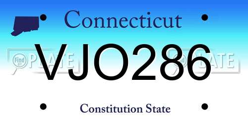 VJO286 Connecticut License Plate