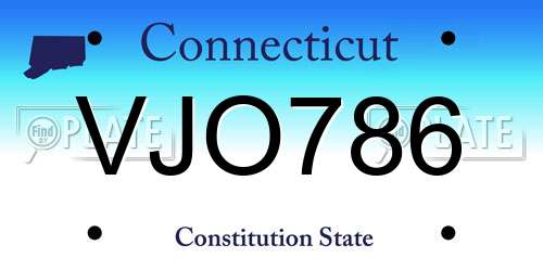 VJO786 Connecticut License Plate