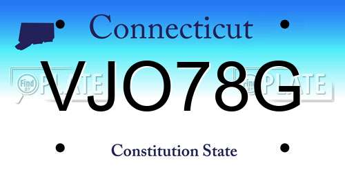 VJO78G Connecticut License Plate