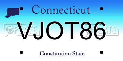 VJOT86 Connecticut License Plate