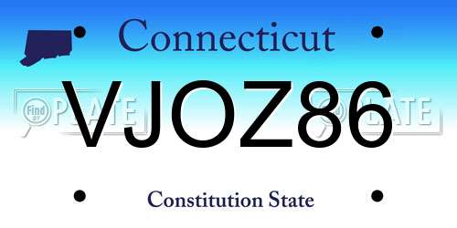 VJOZ86 Connecticut License Plate