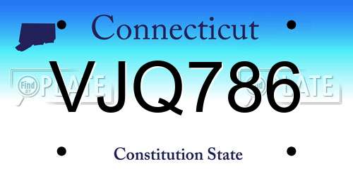 VJQ786 Connecticut License Plate