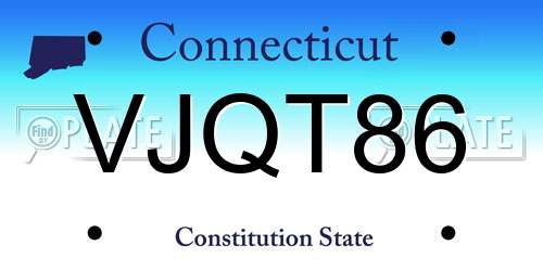 VJQT86 Connecticut License Plate