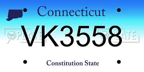 VK3558 Connecticut License Plate