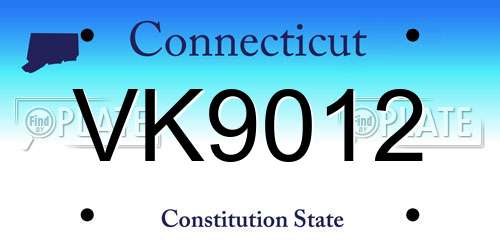 VK9012 Connecticut License Plate