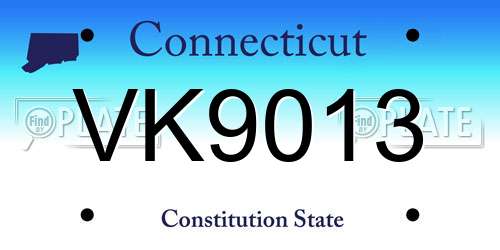 VK9013 Connecticut License Plate