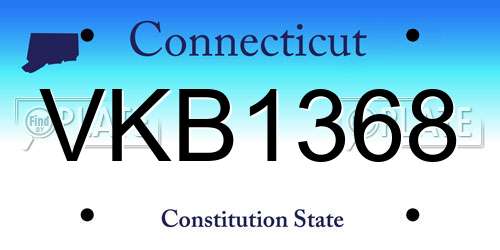 VKB1368 Connecticut License Plate
