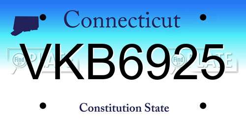 VKB6925 Connecticut License Plate