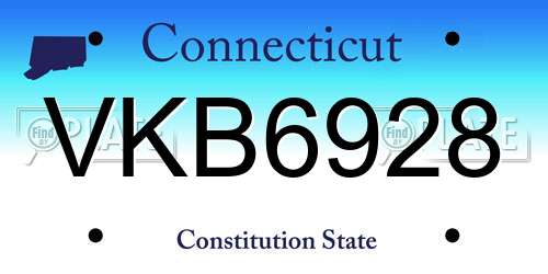 VKB6928 Connecticut License Plate