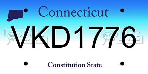 VKD1776 Connecticut License Plate
