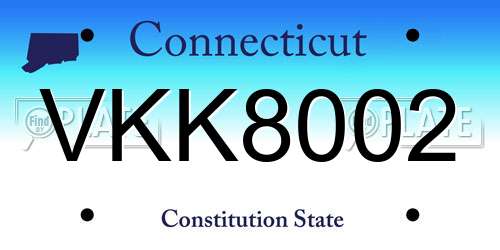 VKK8002 Connecticut License Plate