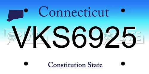 VKS6925 Connecticut License Plate