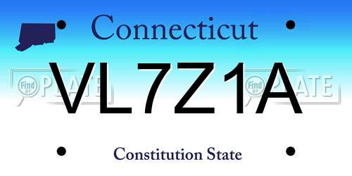 VL7Z1A Connecticut License Plate