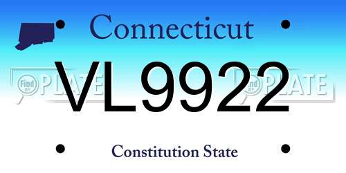 VL9922 Connecticut License Plate