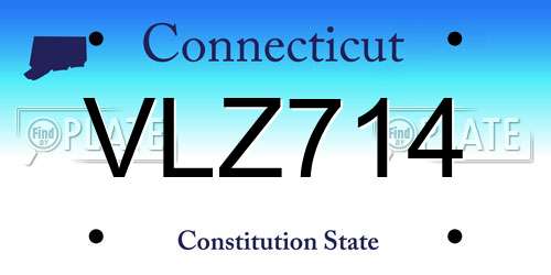 VLZ714 Connecticut License Plate