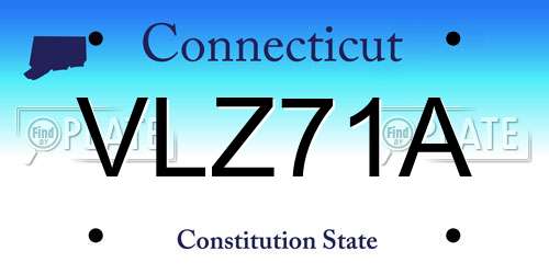 VLZ71A Connecticut License Plate