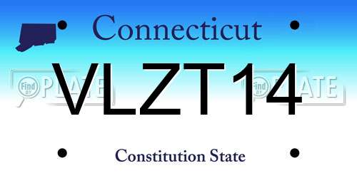 VLZT14 Connecticut License Plate