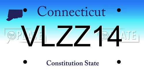 VLZZ14 Connecticut License Plate