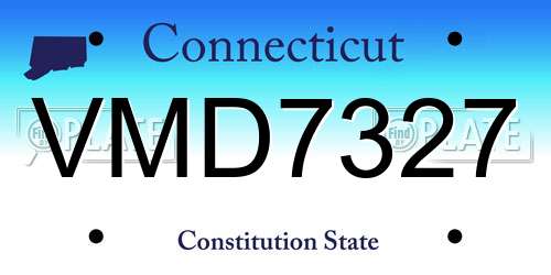 VMD7327 Connecticut License Plate