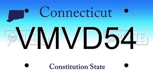 VMVD54 Connecticut License Plate
