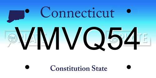VMVQ54 Connecticut License Plate