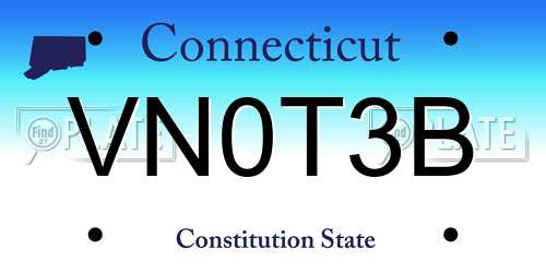 VN0T3B Connecticut License Plate