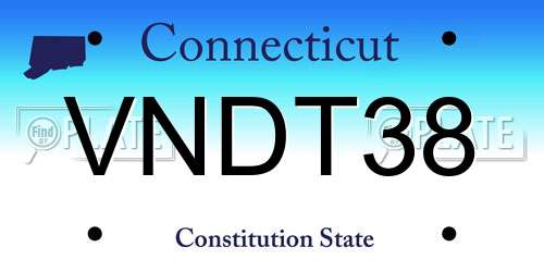 VNDT38 Connecticut License Plate
