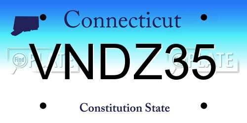VNDZ35 Connecticut License Plate