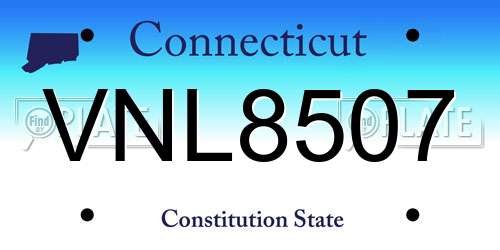 VNL8507 Connecticut License Plate