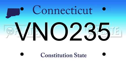 VNO235 Connecticut License Plate