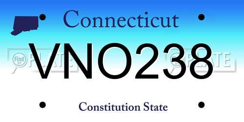 VNO238 Connecticut License Plate