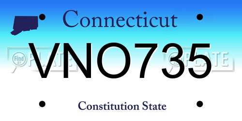 VNO735 Connecticut License Plate